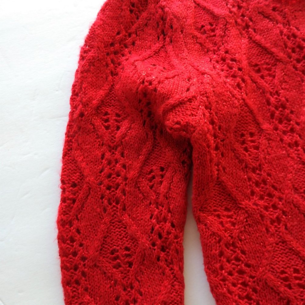 Cat & Jack Girl's Red Crochet Style Sweater Dresses with Sparkles NWT - Picture 5 of 16